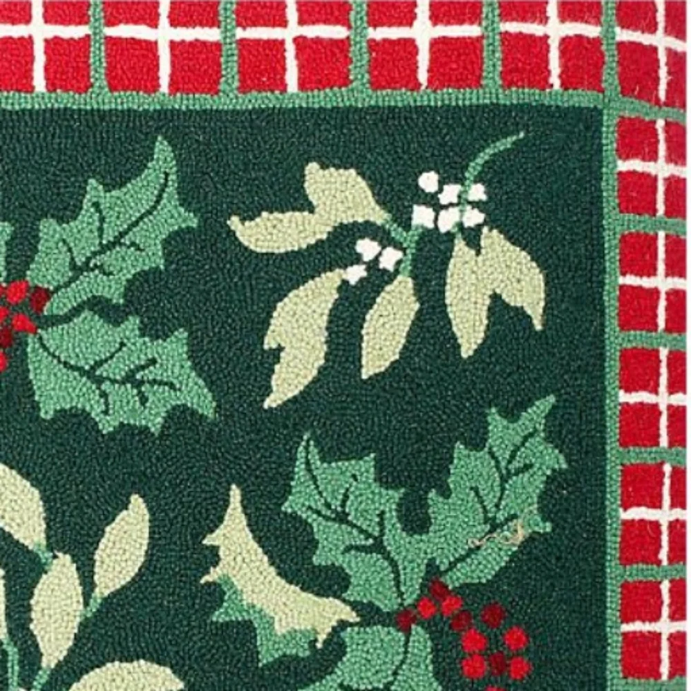 Valerie Parr Hill 100% Wool 2' x 3' Winter Accent Rug/Holly Berries/EUC!